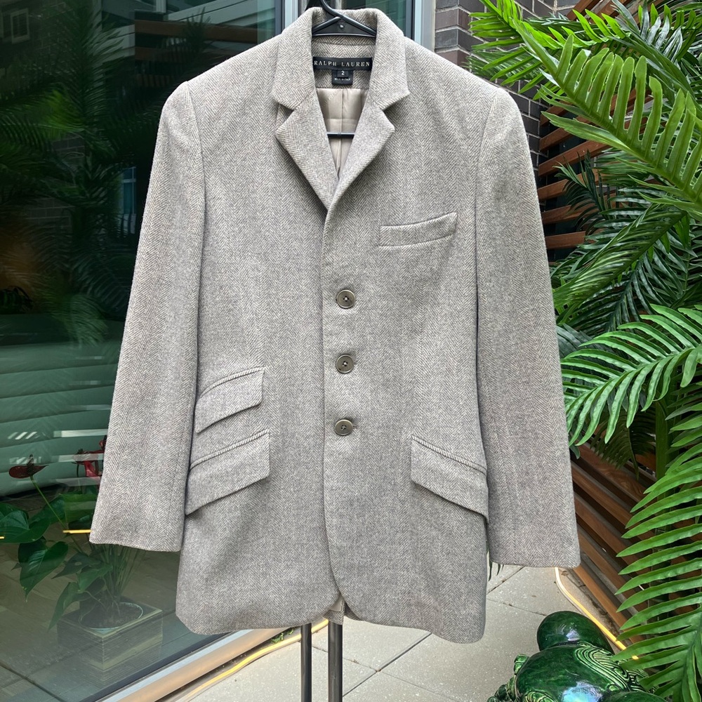 Ralph Lauren Gray Herringbone Blazer